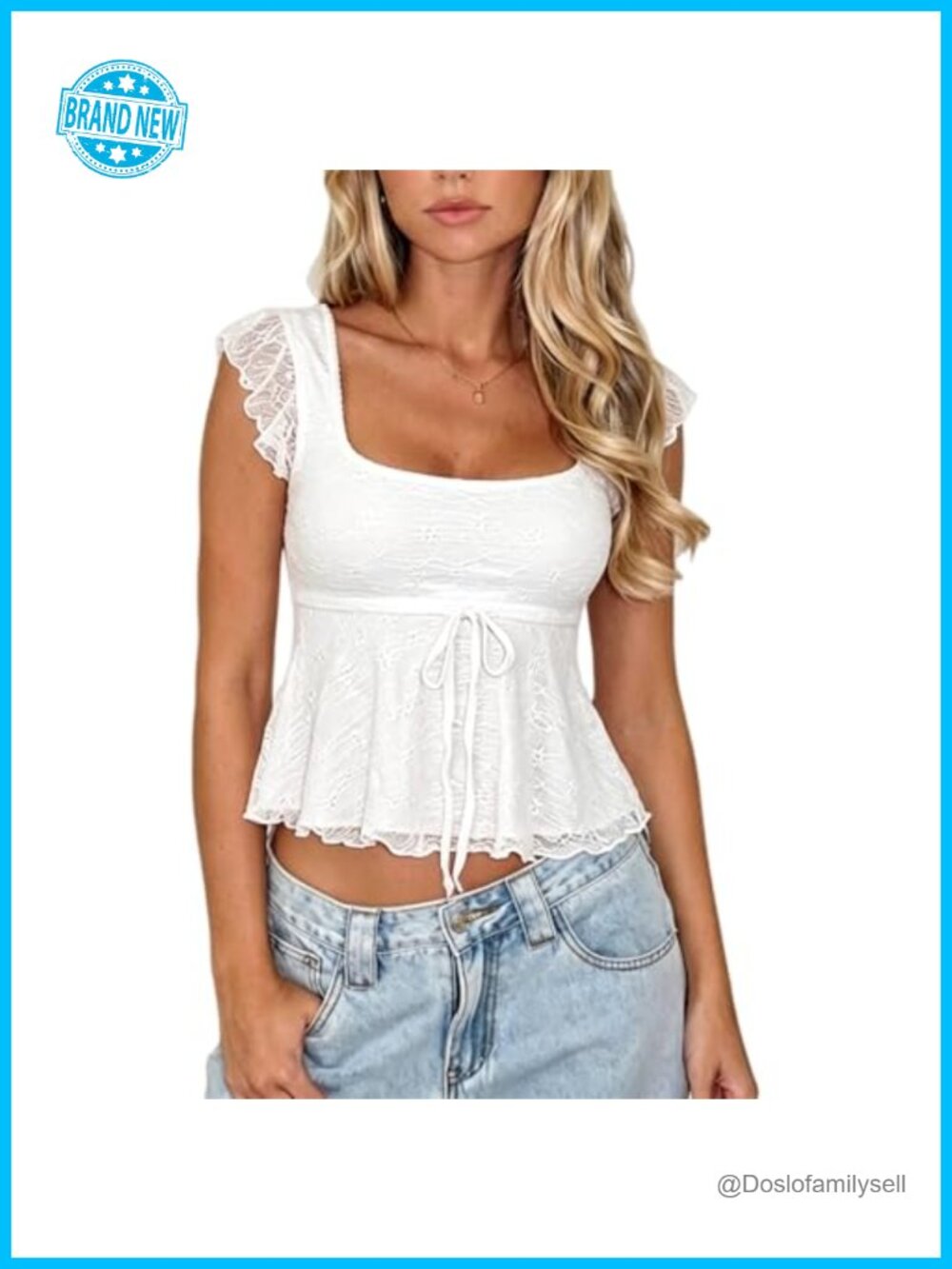 Womens Y2K Lace Trim Short Sleeve Crop Top Babydoll Blouse Slim Fit